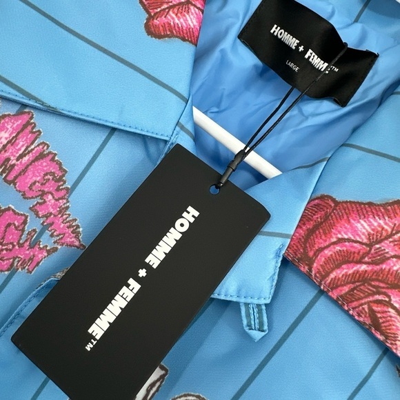 HOMME FEMME DOODLE PUFFER SHIRT IN BLUE $200 Size Large Men’s Sold Out - Picture 3 of 5